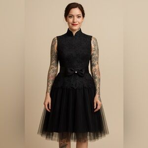 Private label black lace wedding dress S